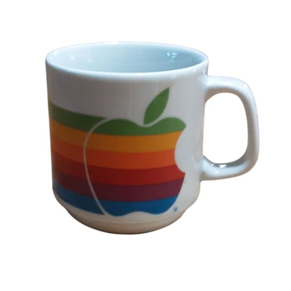 Vintage Apple Computer Logo 80's Mug Papel Rainbow MacIntosh Lisa Coffee Cup - Picture 14 of 14